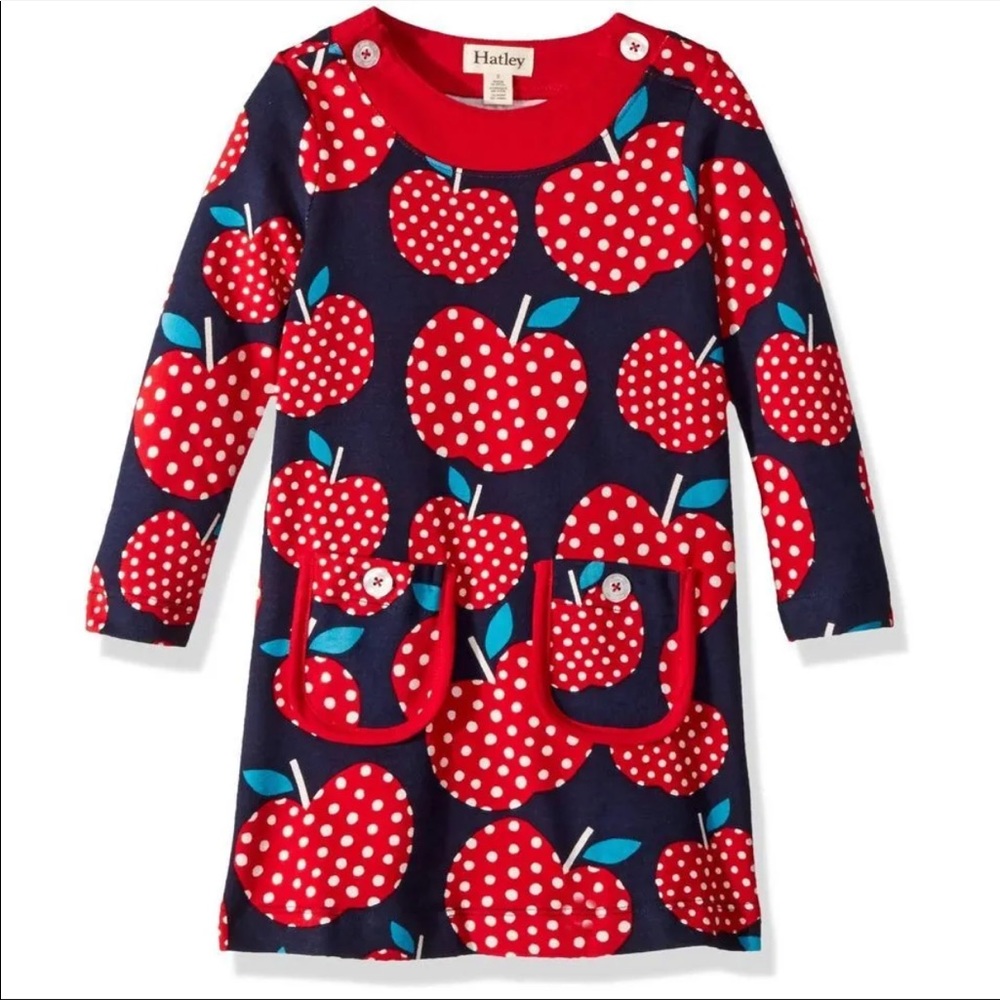 Hatley Girl’s Polka Dot Apple Mod Dress size 10 Back to School